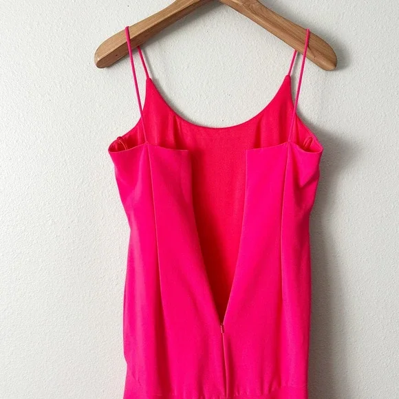 THEIA Hot Pink Spaghetti Strap High-Low Flowy Hem Midi Dress Size 2‎ - Picture 6 of 14